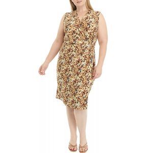 Kasper Womens Naomi Signature Wrap Dress 24W Vanilla Ice Multi Leopard - NWT $99